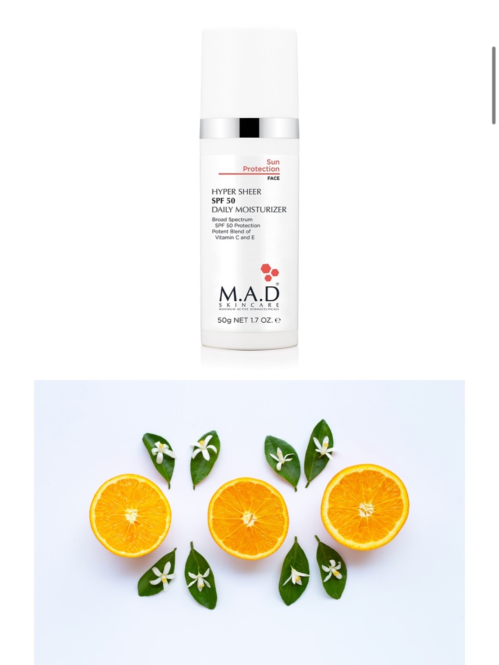 NWT M.A.D Skincare HYPER SHEER SPF 50 DAILY MOISTURIZER- 50g